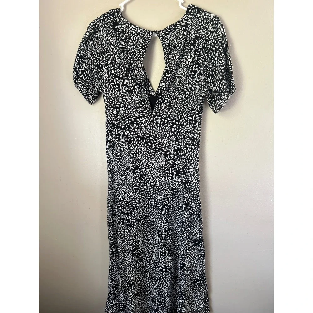 Free People Women's Black White‎ Print Midi Dress Bohemian Casual Beach